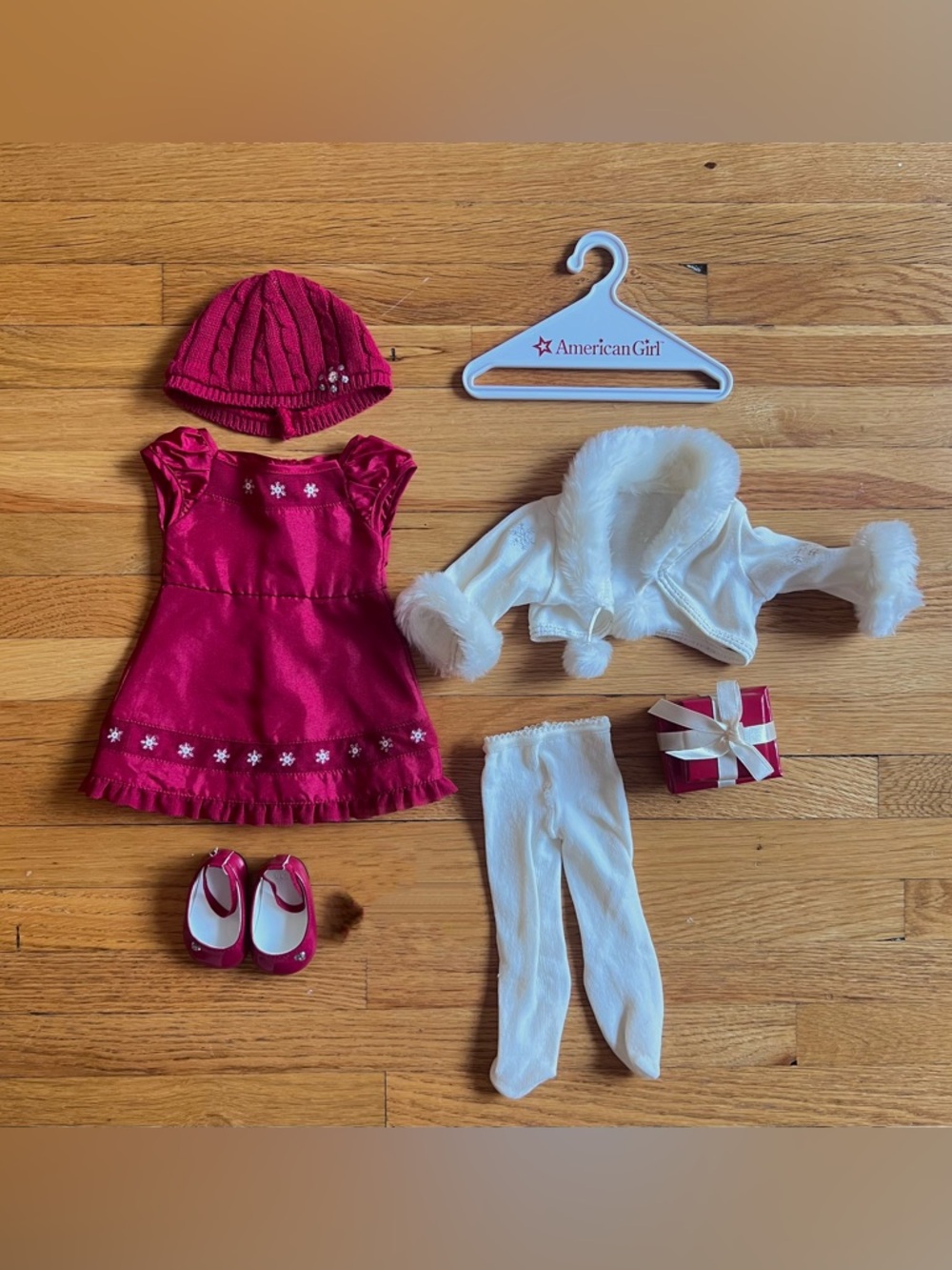 American Girl Doll Scarlet & Snow Outfit with Janie & Jack Soft as Snow jacket